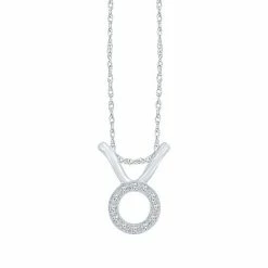 Deals 🛒 Unbranded Sterling Silver 1/10 Carat T.W. Diamond Pave Taurus Zodiac Pendant Necklace Two Tone 🧨