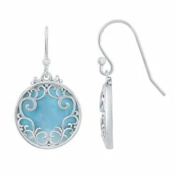 Wholesale ⭐ Unbranded Sterling Silver Larimar Filigree Drop Earrings 🔥