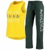Hot Sale 🌟 Unbranded 👩 Women's Concepts Sport Green/Gold Oakland Athletics Meter Muscle Tank Top & Pants Sleep Set 🔥