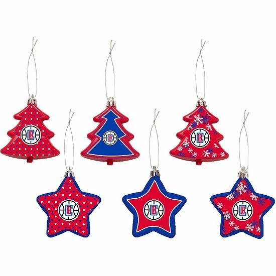 Top 10 ✔️ Unbranded FOCO LA Clippers 3'' X 3'' Six-Pack Shatterproof Tree And Star Ornament Set ✨