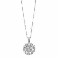 Budget ❤️ Unbranded Sterling Silver 1/4 Carat T.W. Diamond Flower Pendant Necklace 😍