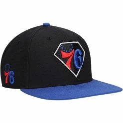 Buy ⌛ Unbranded Men's '47 Black/Royal Philadelphia 76ers 75th Anniversary Carat Captain Snapback Hat 🎉