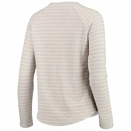 Wholesale ๐งจ Unbranded ๐ฉ Women's Heathered Gray Michigan State Spartans Seaside Striped French Terry Raglan Pullover Sweatshirt ๐ - Image 4