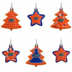 New 🎁 Unbranded Florida Gators Six-Pack Shatterproof Tree And Star Ornament Set 🤩
