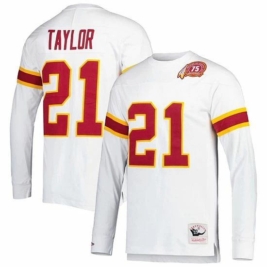 Discount ๐ Unbranded Men's Mitchell & Ness Sean Taylor White Washington Commanders Retired Player Name & Number Long Sleeve Top ๐งจ - Image 2