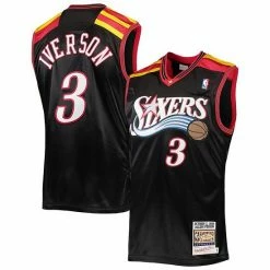 Best Pirce 🛒 Unbranded Men's Mitchell & Ness Allen Iverson Black Philadelphia 76ers Hardwood Classics Authentic 2006 Jersey 🎉