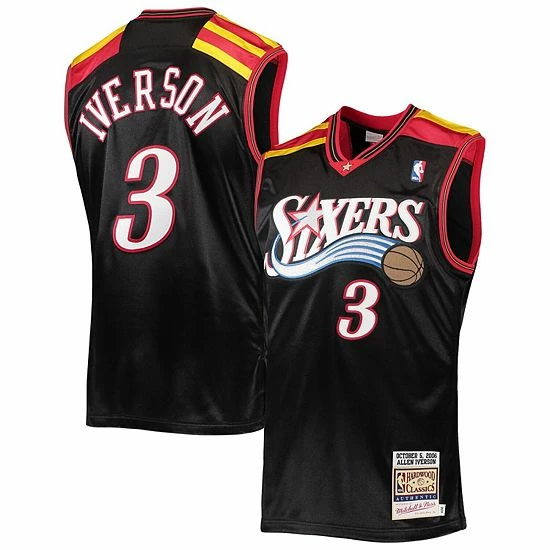 Best Pirce ๐ Unbranded Men's Mitchell & Ness Allen Iverson Black Philadelphia 76ers Hardwood Classics Authentic 2006 Jersey ๐ - Image 2