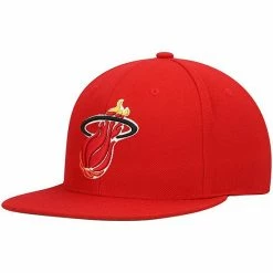 Buy 🥰 Unbranded Men's Mitchell & Ness Red Miami Heat Hardwood Classics Team Ground 2.0 Snapback Hat ⌛