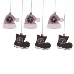 New 🔥 Unbranded FOCO Inter Miami CF Six-Pack Shatterproof Santa Hat & Stocking Ornament Set 😍