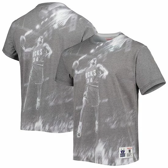 Best deal 👏 Unbranded Men's Mitchell & Ness Ray Allen Gray Milwaukee Bucks Above The Rim Sublimated T-Shirt ⭐ - Image 2