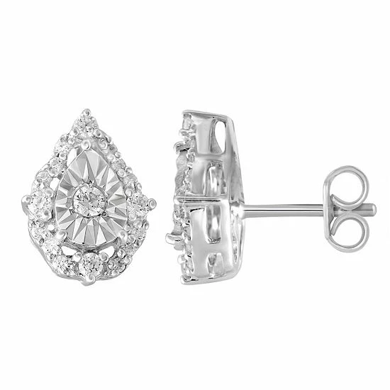 Best deal ✔️ Unbranded Sterling Silver 1/5 Carat T.W. Diamond Pear Shape Cluster Earrings ⭐