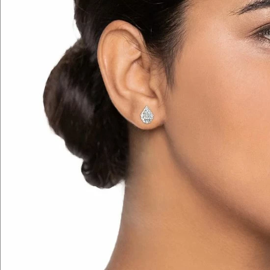 Best deal ✔️ Unbranded Sterling Silver 1/5 Carat T.W. Diamond Pear Shape Cluster Earrings ⭐ - Image 2
