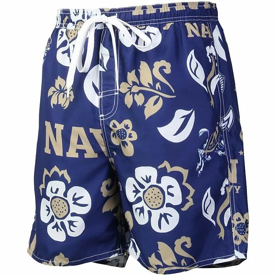 Promo 😉 Unbranded Men's Wes & Willy Navy Navy Midshipmen Floral Volley Logo Swim Trunks ❤️ - Image 3