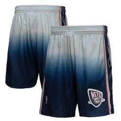 Buy 😍 Unbranded Men's Mitchell & Ness Gray/Blue New Jersey Nets 2006/07 Hardwood Classics Fadeaway Reload 3.0 Swingman Shorts ✔️