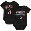 Discount 🛒 Unbranded Infant Mitchell & Ness Allen Iverson Black Philadelphia 76ers Hardwood Classics Name & Number Bodysuit 🎁