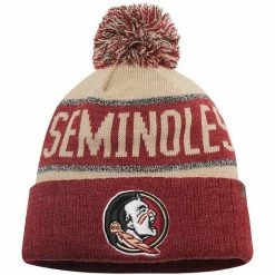 Cheap 👍 Unbranded Youth Top Of The World Garnet Florida State Seminoles Below Zero Cuffed Knit Hat With Pom ⌛