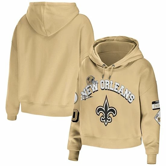Outlet ๐ Unbranded ๐ฉ Women's WEAR By Erin Andrews Gold New Orleans Saints Plus Size Modest Cropped Pullover Hoodie โ - Image 2