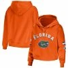 Cheapest ✨ Unbranded 👩 Women's WEAR By Erin Andrews Orange Florida Gators Mixed Media Cropped Pullover Hoodie ✔️