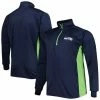 Best Sale 🧨 Unbranded Men's Navy/Neon Green Seattle Seahawks Big & Tall Quarter-Zip Jacket ⭐