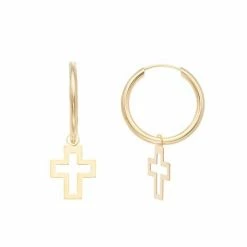 Best deal ⭐ Unbranded 14k Gold Endless Hoop Cross Earrings 👏