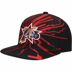 Best Sale ✨ Unbranded Men's Mitchell & Ness Black Philadelphia 76ers Hardwood Classics Earthquake Snapback Hat 😀