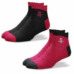 Flash Sale 👏 Unbranded 👩 Women's For Bare Feet Houston Rockets 2-Pack Team Sleep Soft 🧦 Socks 🥰