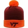 Hot Sale 🥰 Unbranded Men's Top Of The World Maroon/Orange Virginia Tech Hokies Core 2-Tone Cuffed Knit Hat With Pom ✔️