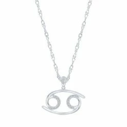 Cheapest ✔️ Unbranded Sterling Silver 1/10 Carat T.W. Diamond Pave Cancer Zodiac Pendant Necklace Two Tone 🔔