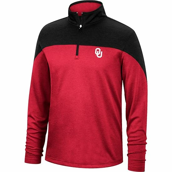 Promo 🎁 Unbranded Men's Top Of The World Crimson/Heathered Black Oklahoma Sooners Textured Color Block Quarter-Zip Top 🔥 - Image 3