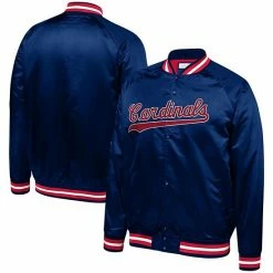 Flash Sale 👍 Unbranded Men's Mitchell & Ness Navy St. Louis Cardinals Lightweight Satin Full-Snap Jacket ⭐