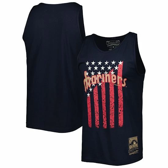 Wholesale ๐ Unbranded Men's Mitchell & Ness Navy Seattle Mariners Cooperstown Collection Stars And Stripes Tank Top ๐ - Image 2
