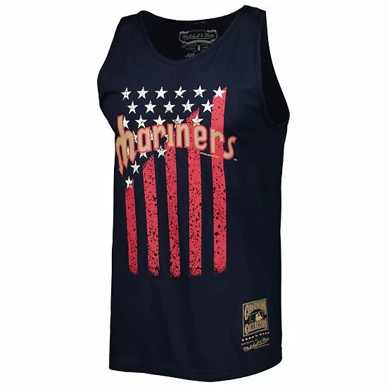 Wholesale ๐ Unbranded Men's Mitchell & Ness Navy Seattle Mariners Cooperstown Collection Stars And Stripes Tank Top ๐ - Image 3