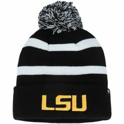 Wholesale 💯 Unbranded Men's '47 Black LSU Tigers 2020 College Football Playoff National Championship Breakaway Cuffed Knit Hat With Pom 🤩