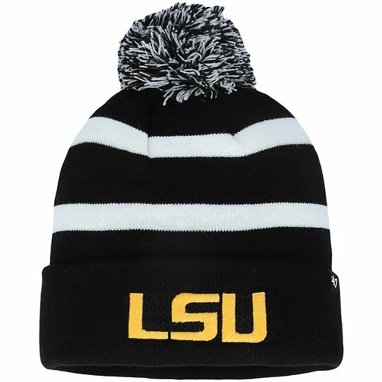 Wholesale 💯 Unbranded Men's '47 Black LSU Tigers 2020 College Football Playoff National Championship Breakaway Cuffed Knit Hat With Pom 🤩