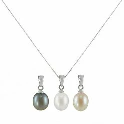 Outlet ✨ Unbranded Sterling Silver Dyed Freshwater Cultured Pearl Pendant Set 🧨