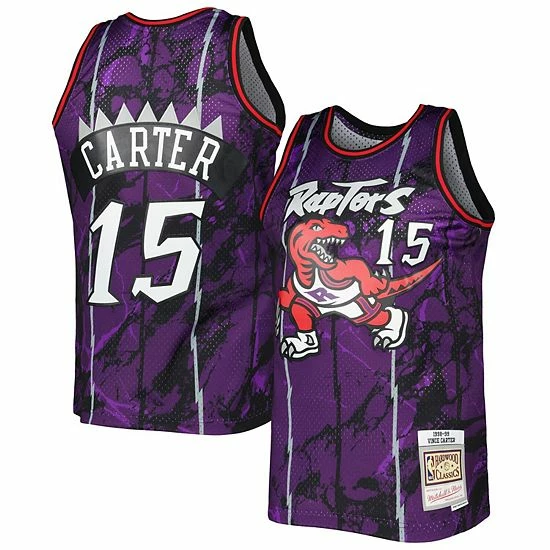 Brand new ๐ Unbranded Men's Mitchell & Ness Vince Carter Purple Toronto Raptors 1998-99 Hardwood Classics Marble Swingman Jersey ๐งจ - Image 2
