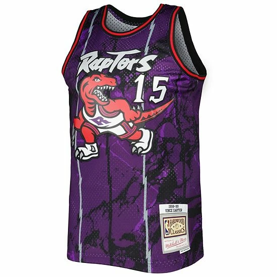 Brand new ๐ Unbranded Men's Mitchell & Ness Vince Carter Purple Toronto Raptors 1998-99 Hardwood Classics Marble Swingman Jersey ๐งจ - Image 3