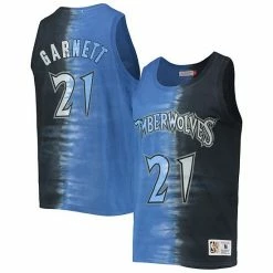 Best Pirce ⭐ Unbranded Men's Mitchell & Ness Kevin Garnett Black/Blue Minnesota Timberwolves Hardwood Classics Tie-Dye Name & Number Tank Top 🛒