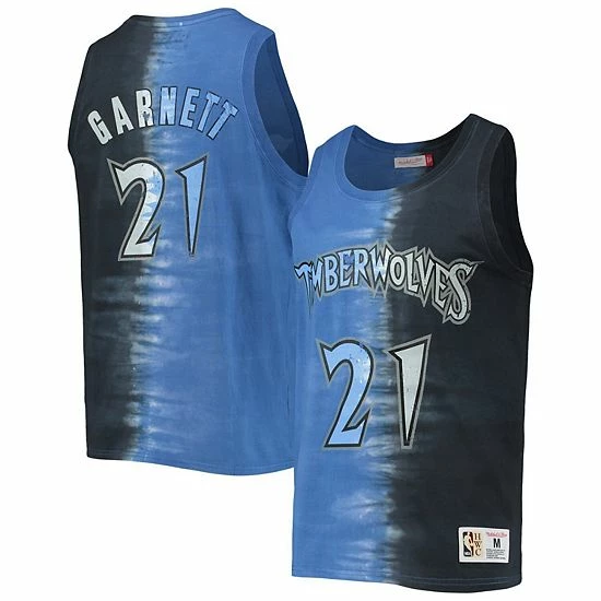Best Pirce ⭐ Unbranded Men's Mitchell & Ness Kevin Garnett Black/Blue Minnesota Timberwolves Hardwood Classics Tie-Dye Name & Number Tank Top 🛒 - Image 2