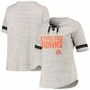 Wholesale 😉 Unbranded 👩 Women's Profile Heathered Gray Cleveland Browns Plus Size Lace-Up V-Neck T-Shirt 😀