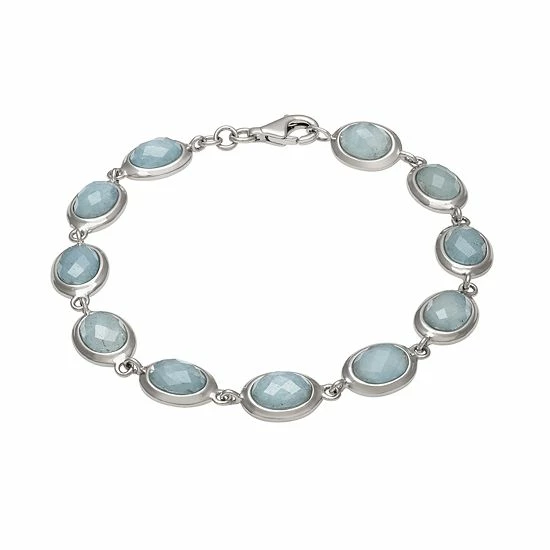 Outlet ๐งจ Unbranded Sterling Silver Aquamarine Link Bracelet ๐