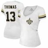 Top 10 🔥 Unbranded 👩 Women's Fanatics Branded Michael Thomas White New Orleans Saints Fashion Player Name & Number V-Neck T-Shirt ❤️