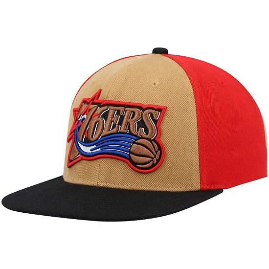 Outlet ⭐ Unbranded Men's Mitchell & Ness Gold/Black Philadelphia 76ers Hardwood Classics On The Block Snapback Hat ✔️ - Image 4