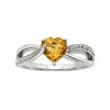 Promo 🎁 Unbranded Citrine And Diamond Accent Sterling Silver Heart Bypass Ring 🧨