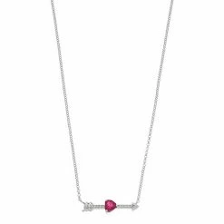 Budget 👏 Unbranded Sterling Silver Heart Arrow Gemstone Bar Necklace 🧨
