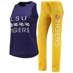 New 👍 Unbranded 👩 Women's Concepts Sport Gold/Purple LSU Tigers Tank Top & Pants Sleep Set ⌛