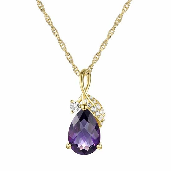 Best reviews of ๐งจ Unbranded 14k Gold Over Silver Amethyst & Lab-Created White Sapphire Pendant Necklace ๐