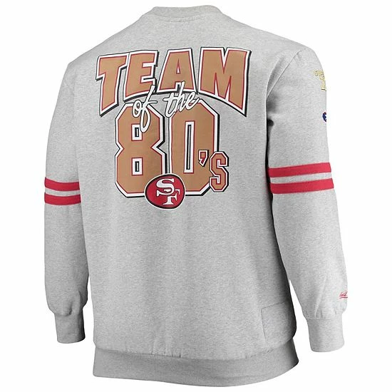 Budget โจ Unbranded Men's Mitchell & Ness Heathered Gray San Francisco 49ers Big & Tall Allover Print Pullover Sweatshirt ๐ฅฐ - Image 4