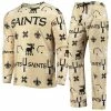Outlet 🧨 Unbranded Men's FOCO Gold New Orleans Saints Wordmark Ugly Pajama Set ⌛