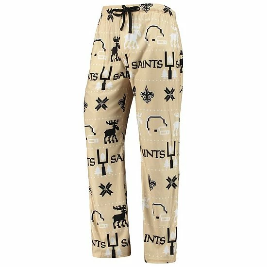 Outlet ๐งจ Unbranded Men's FOCO Gold New Orleans Saints Wordmark Ugly Pajama Set โ - Image 4